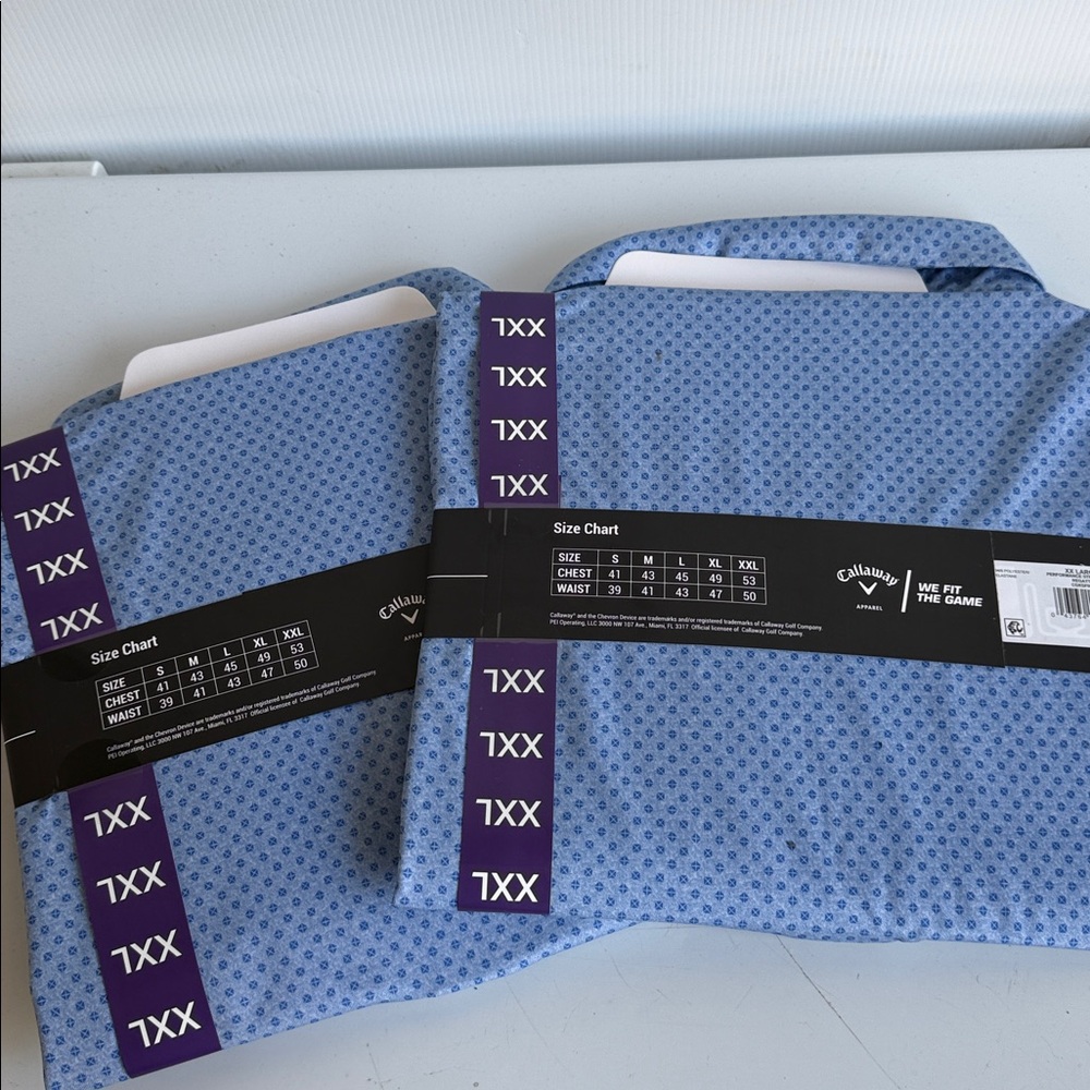 LOT OF 2 NEW CALLAWAY PERFORMANCE STRETCH POLOS SIZE XXL REGATTA BLUE - Picture 4 of 6